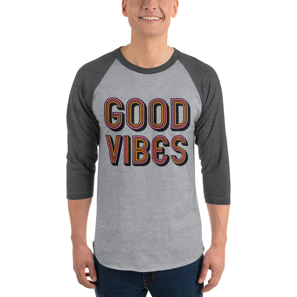 Good Vibes -  3/4 sleeve raglan shirt - Seasonally Gifted 