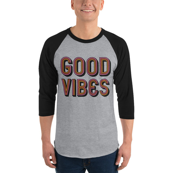 Good Vibes -  3/4 sleeve raglan shirt - Seasonally Gifted 