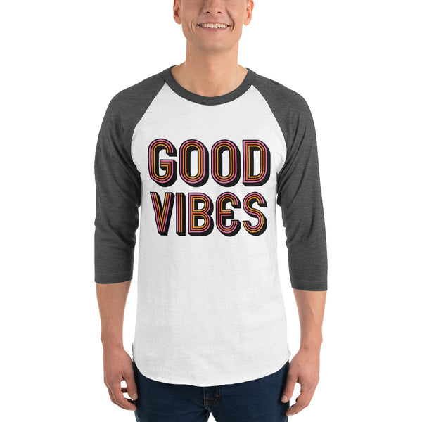 Good Vibes -  3/4 sleeve raglan shirt - Seasonally Gifted 