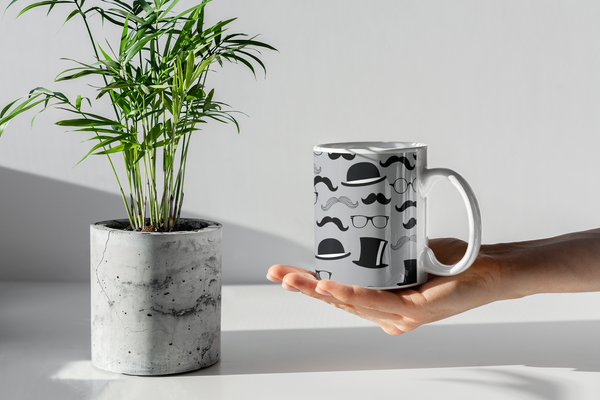 Mustache White glossy mug