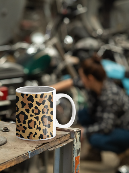 Cheetah White glossy mug