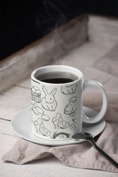 Easter Sketch White glossy mug