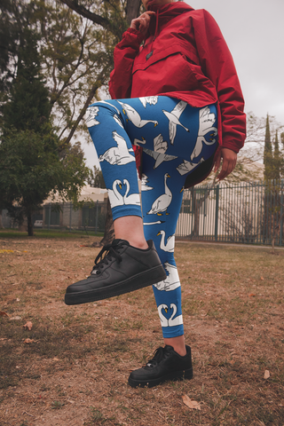 Swan Yoga Leggings - Seasonally Gifted 