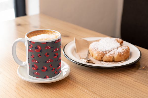 Ladybug White glossy mug