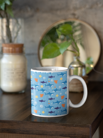 Shark White glossy mug