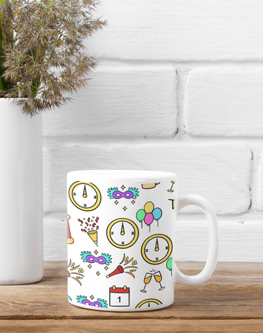 New Years White glossy mug