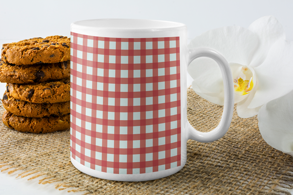 Checkered White glossy mug