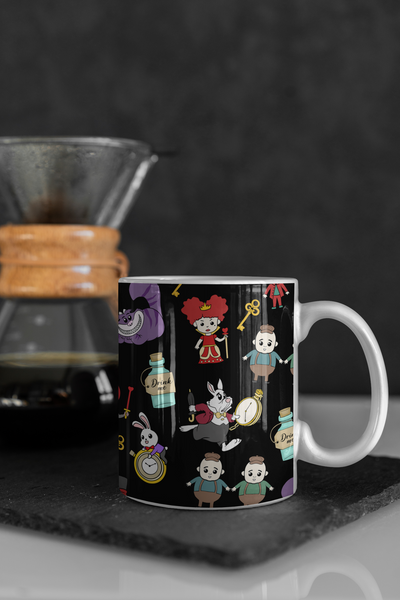 Alice in Wonderland White glossy mug