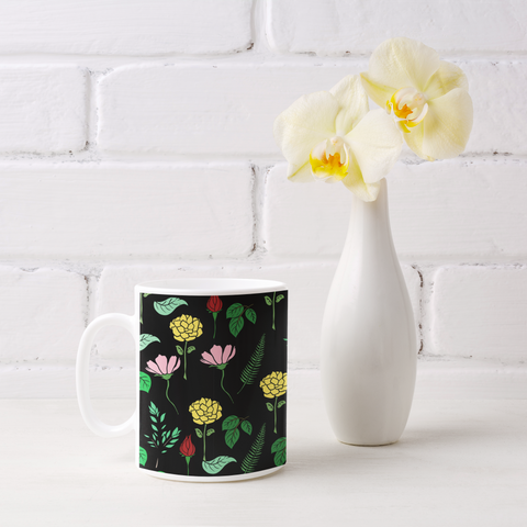 Floral White glossy mug