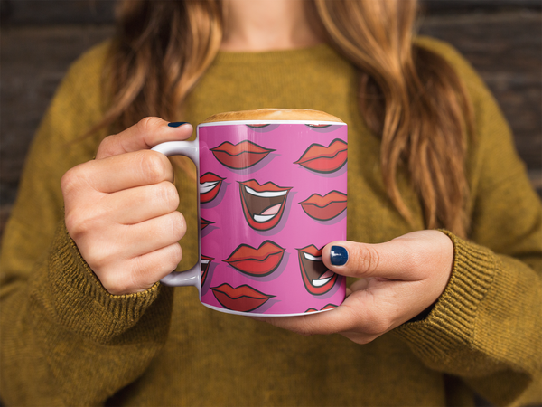 Lip White glossy mug