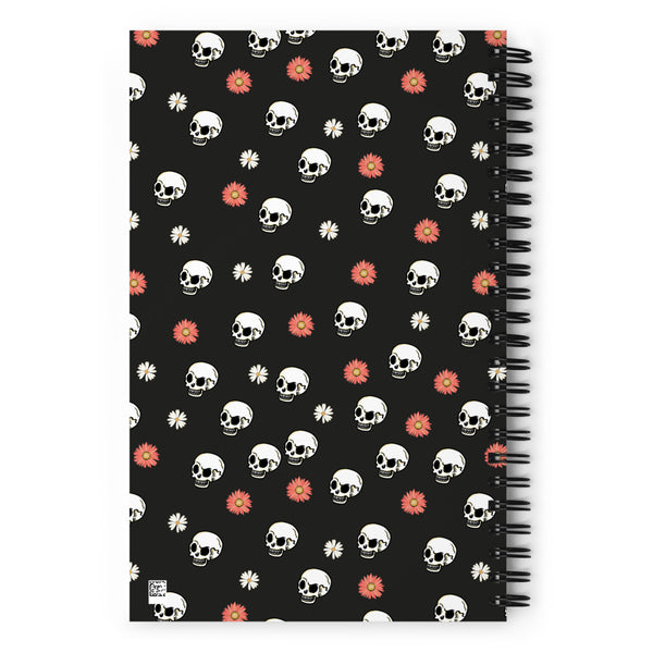 Skull and Flower Spiral notebook