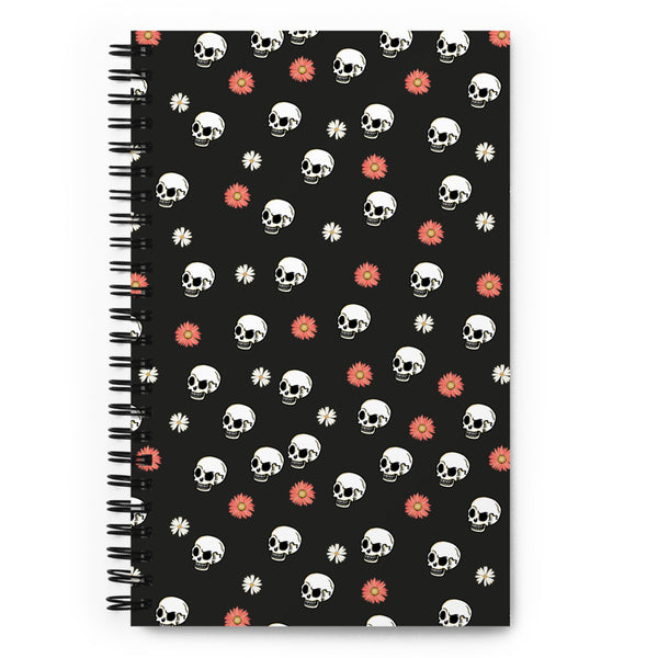 Skull and Flower Spiral notebook