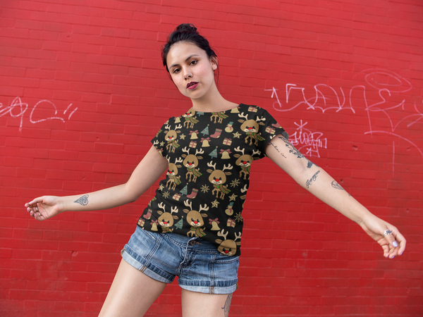 Reindeer Women's T-shirt - Seasonally Gifted 