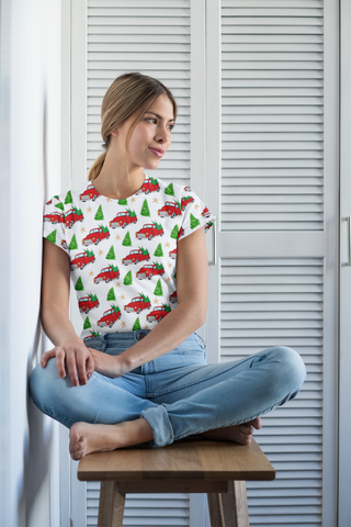 Christmas Truck Women's T-shirt - Seasonally Gifted 