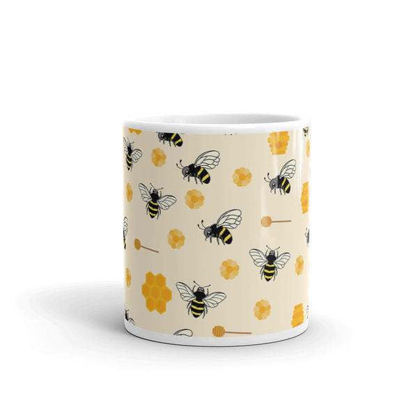 Bee White glossy mug