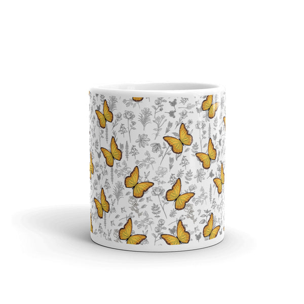 Butterfly White glossy mug