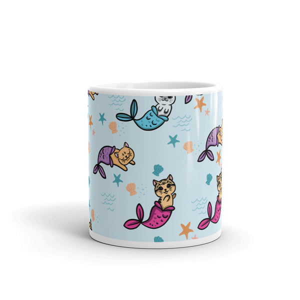 Cat Mermaid White glossy mug