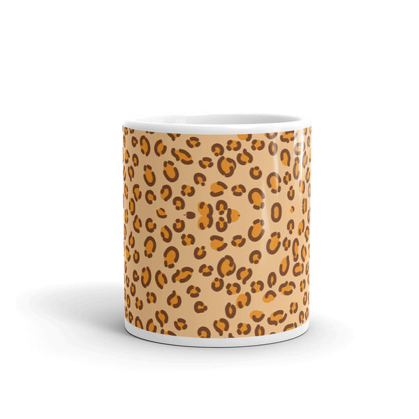 Cheetah White glossy mug