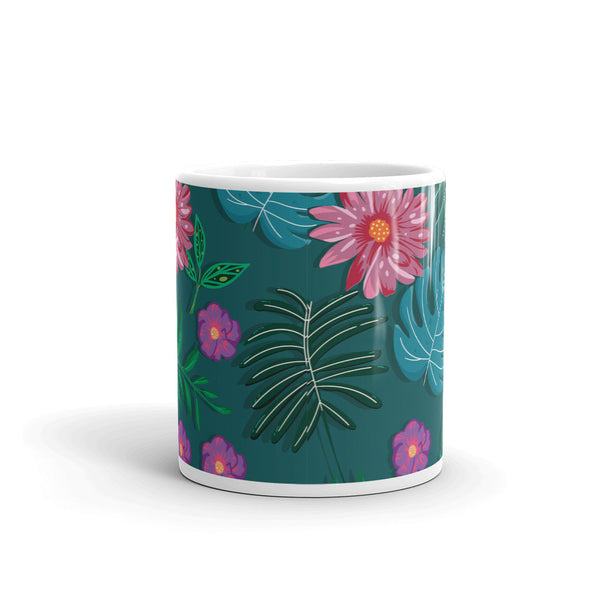 Flowe White glossy mug