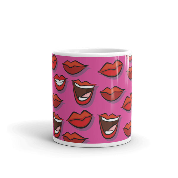 Lip White glossy mug