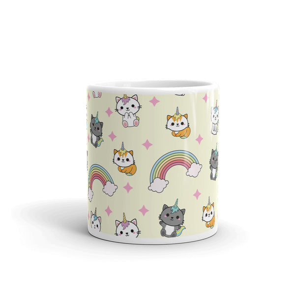Unicorn Cat White glossy mug