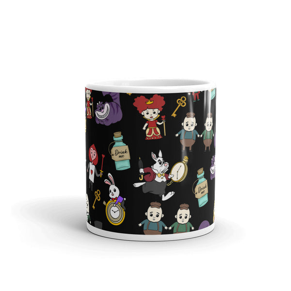 Alice in Wonderland White glossy mug