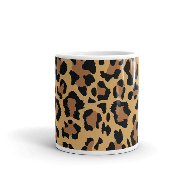 Cheetah White glossy mug