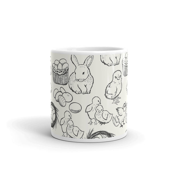 Easter Sketch White glossy mug