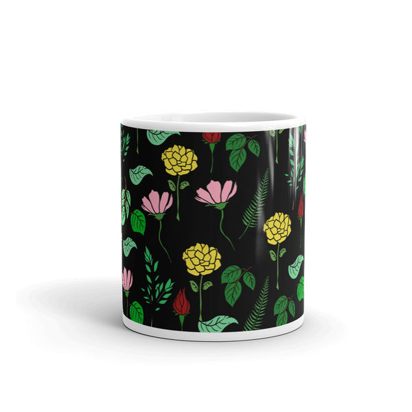 Floral White glossy mug