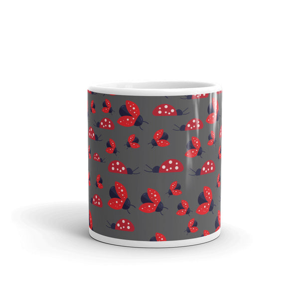 Ladybug White glossy mug