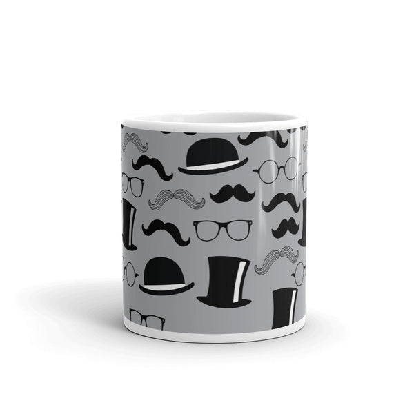 Mustache White glossy mug