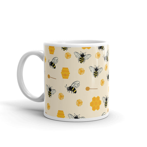 Bee White glossy mug