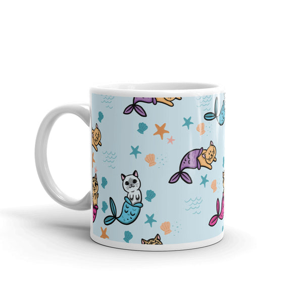 Cat Mermaid White glossy mug