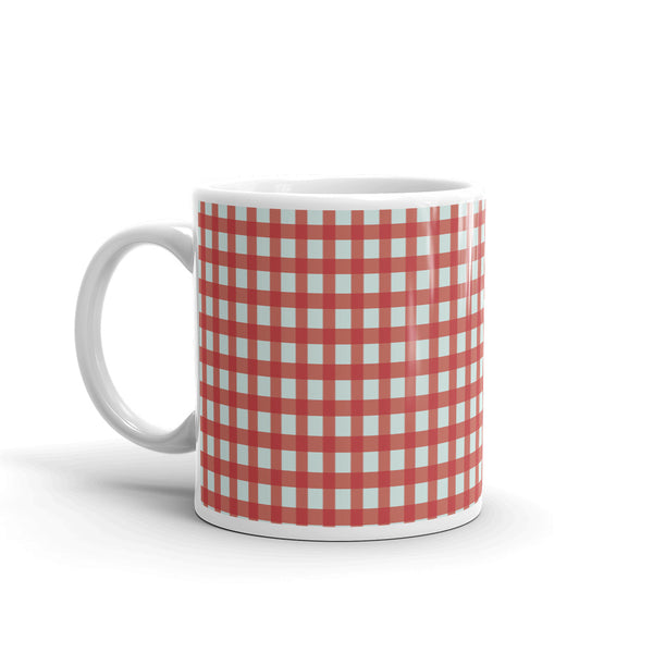 Checkered White glossy mug