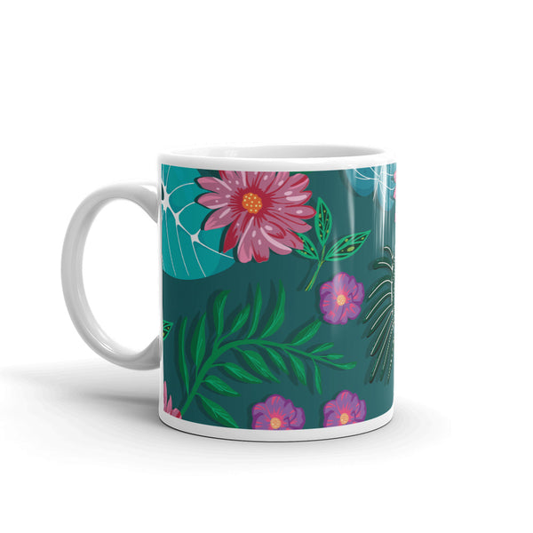 Flowe White glossy mug