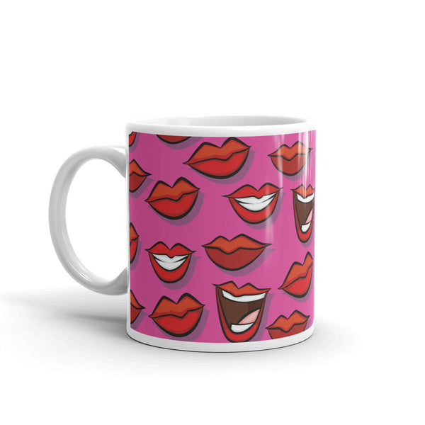 Lip White glossy mug