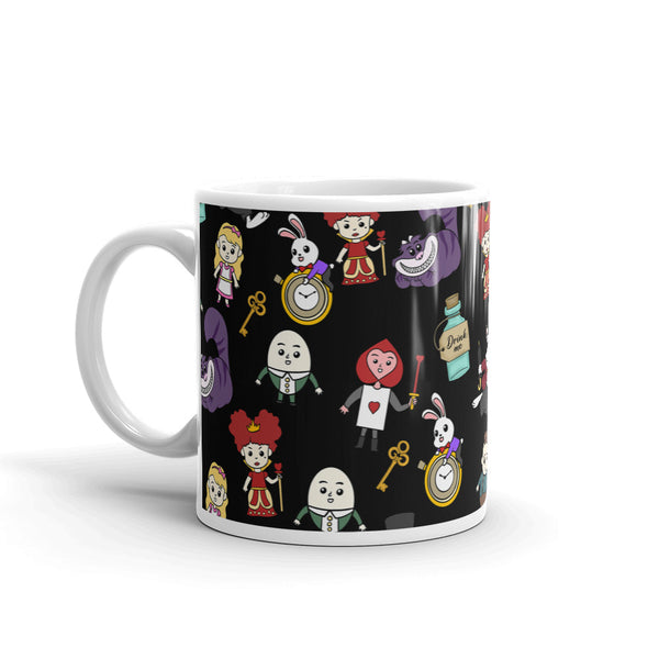 Alice in Wonderland White glossy mug