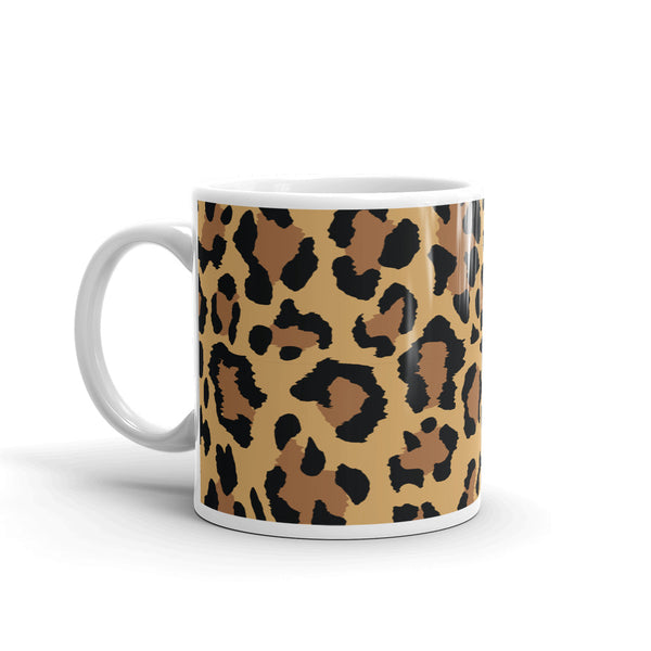 Cheetah White glossy mug