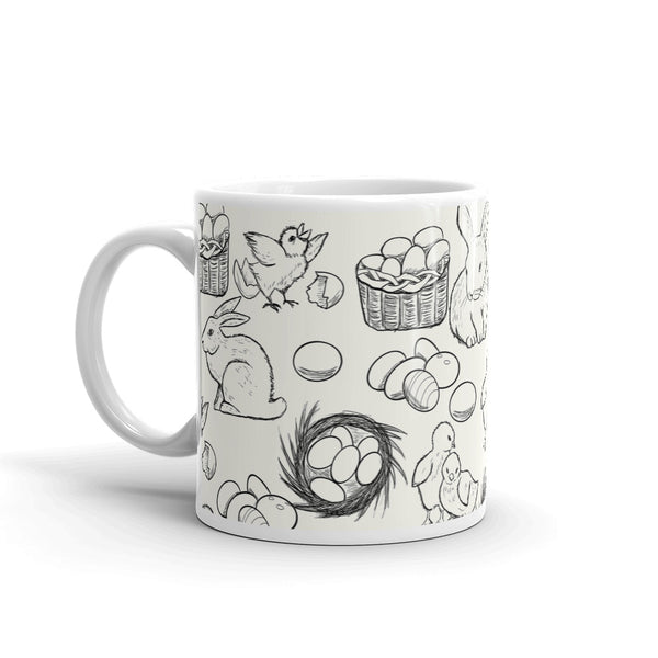 Easter Sketch White glossy mug