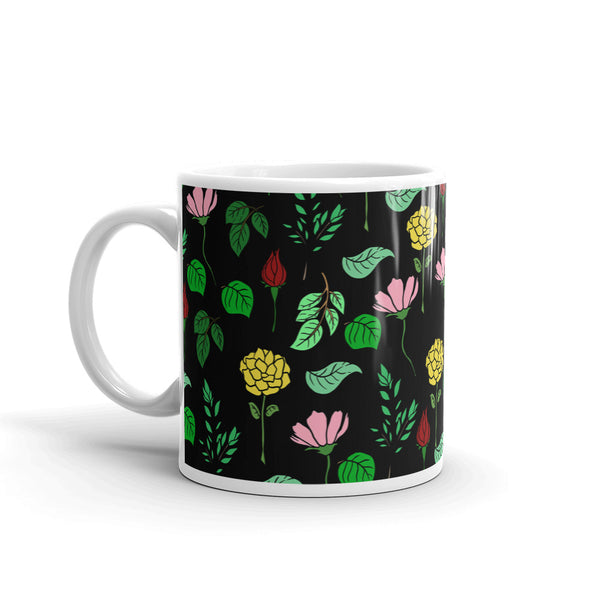 Floral White glossy mug