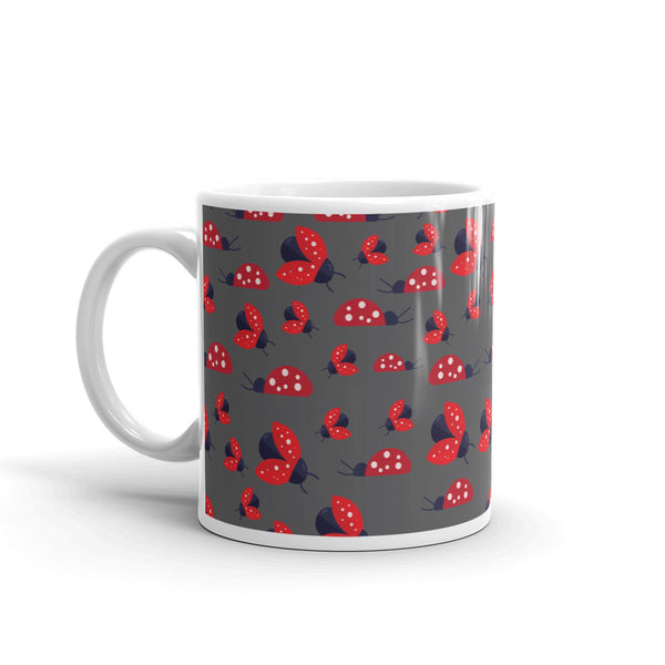 Ladybug White glossy mug