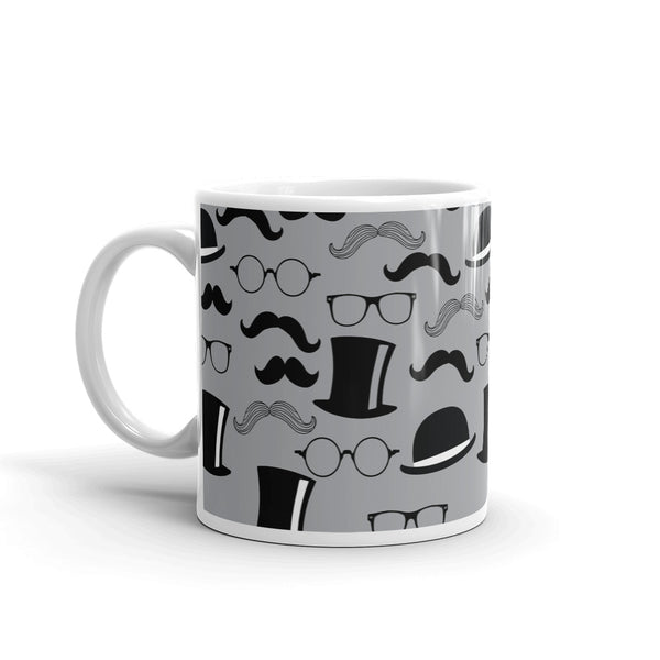 Mustache White glossy mug