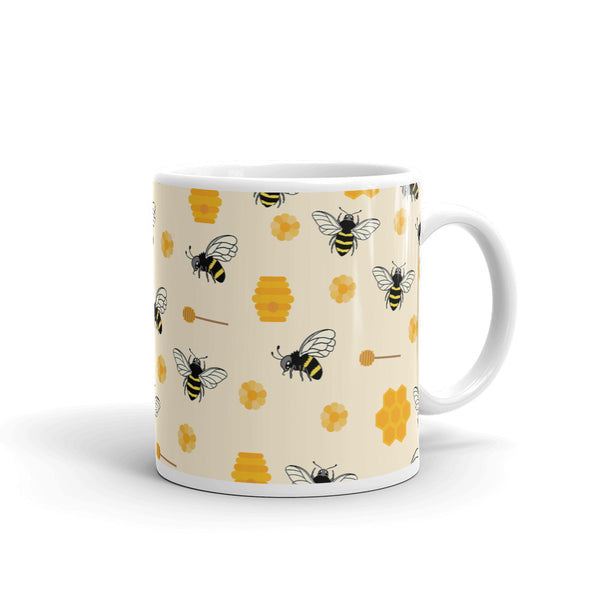 Bee White glossy mug