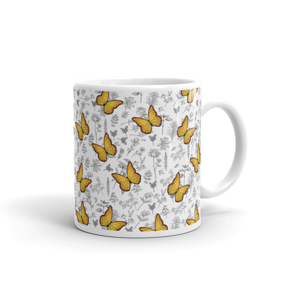 Butterfly White glossy mug