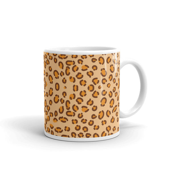 Cheetah White glossy mug