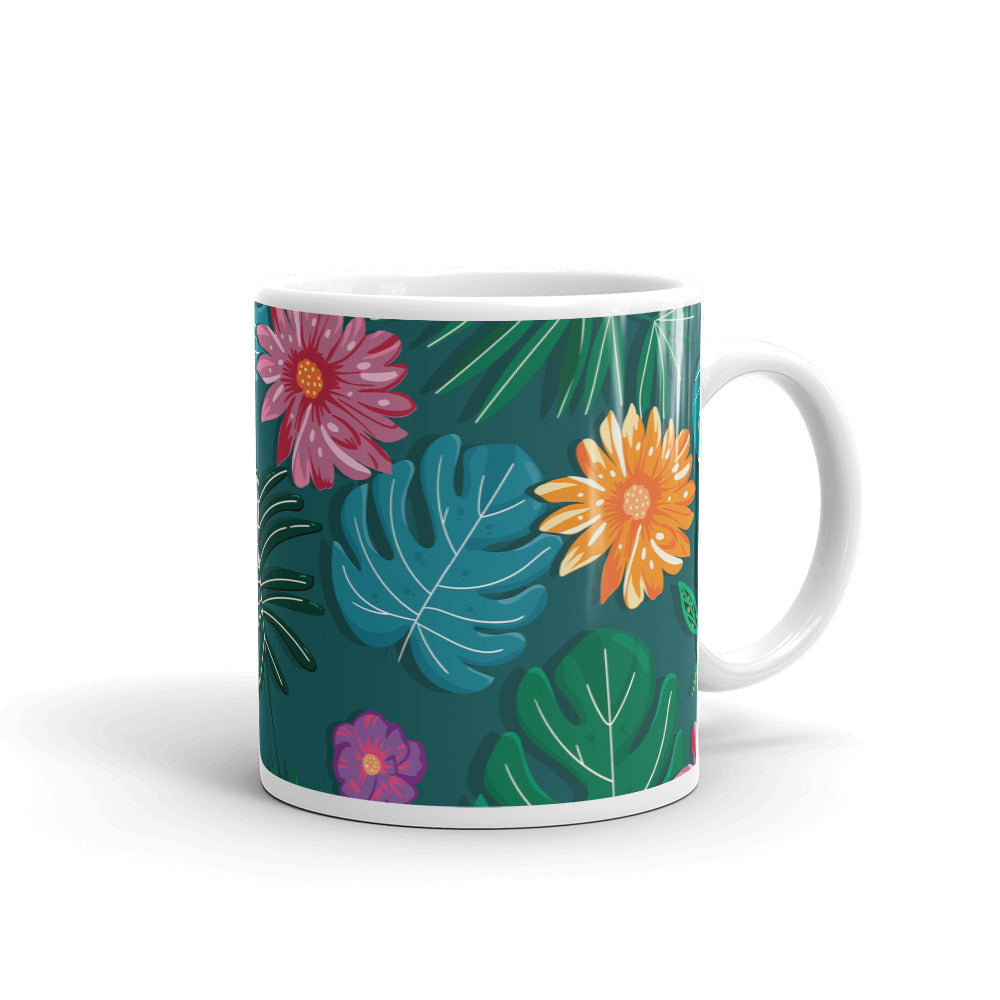 Flowe White glossy mug