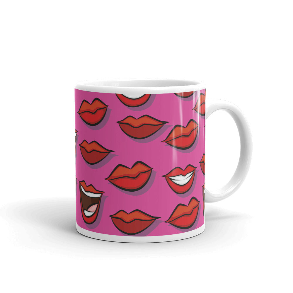 Lip White glossy mug