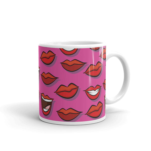 Lip White glossy mug