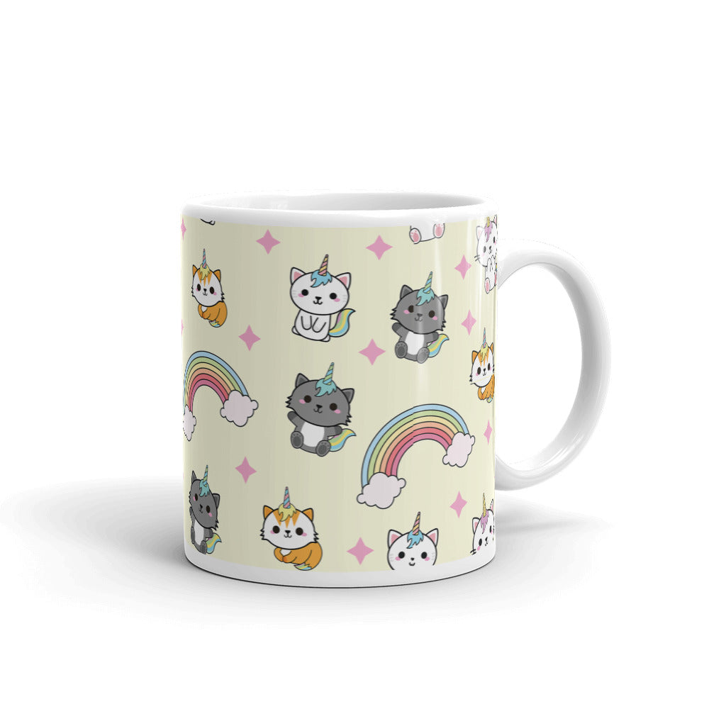 Unicorn Cat White glossy mug