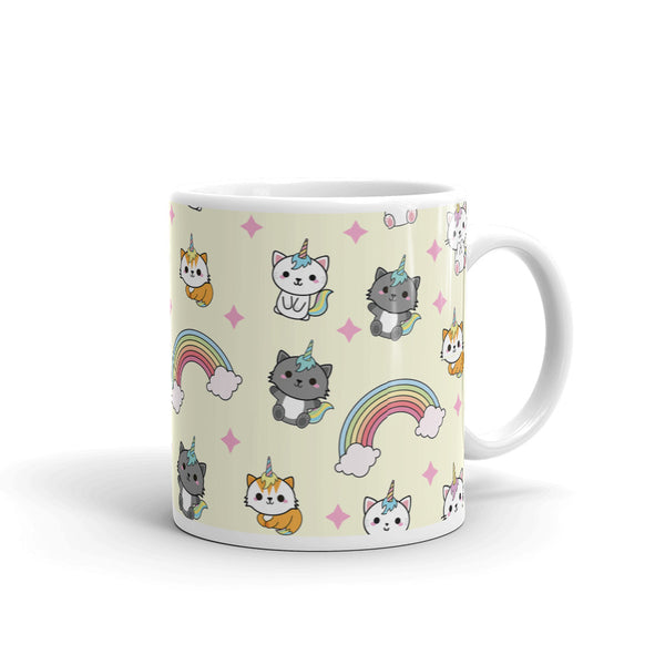 Unicorn Cat White glossy mug